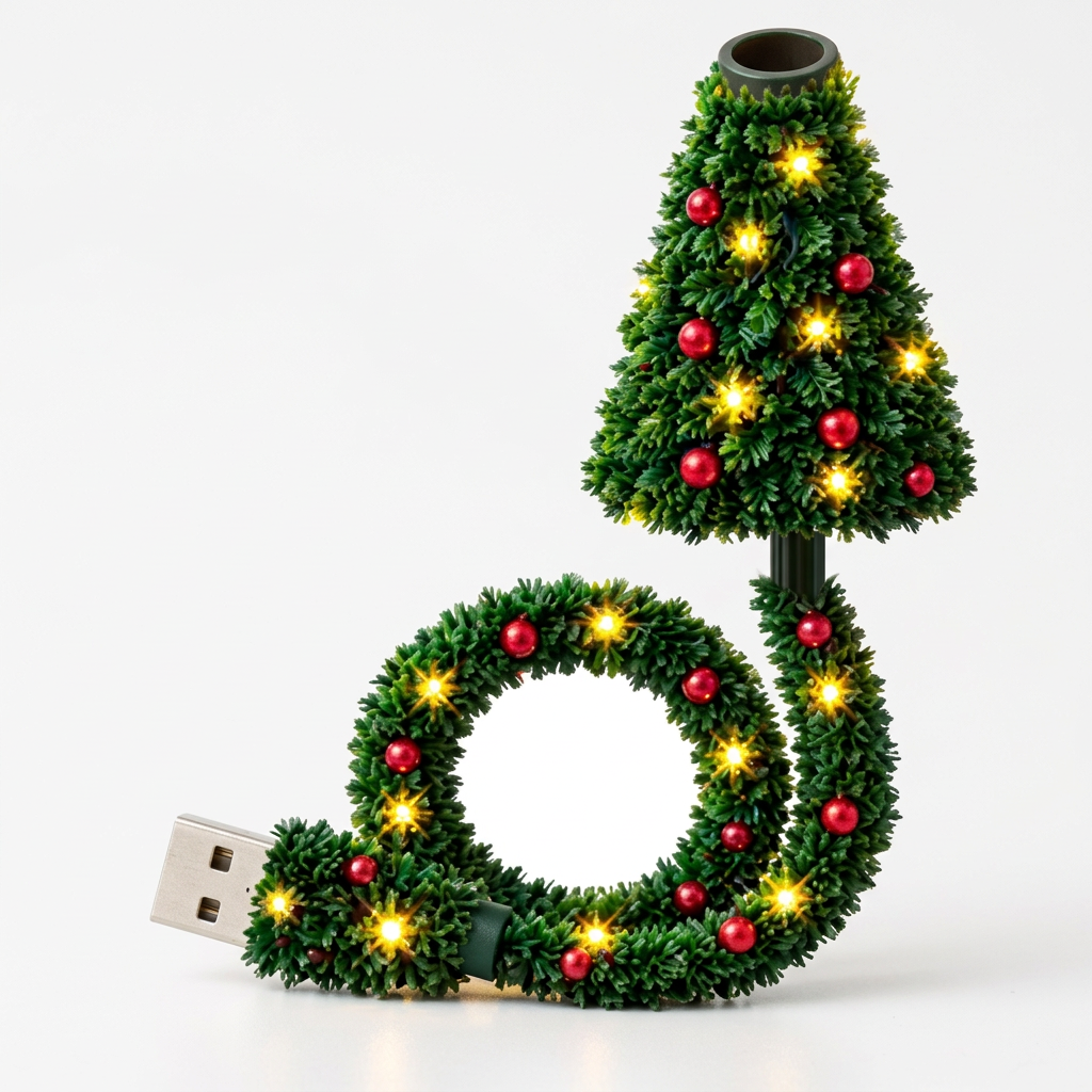 Christmas tree projector light with flexible wreath body and USB plug – 1 pack