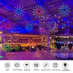 RGB firework lights features – 18 modes, IP65, USB 5V, remote control, timer