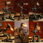 Square six-panel image matching the reference robot lamp collage