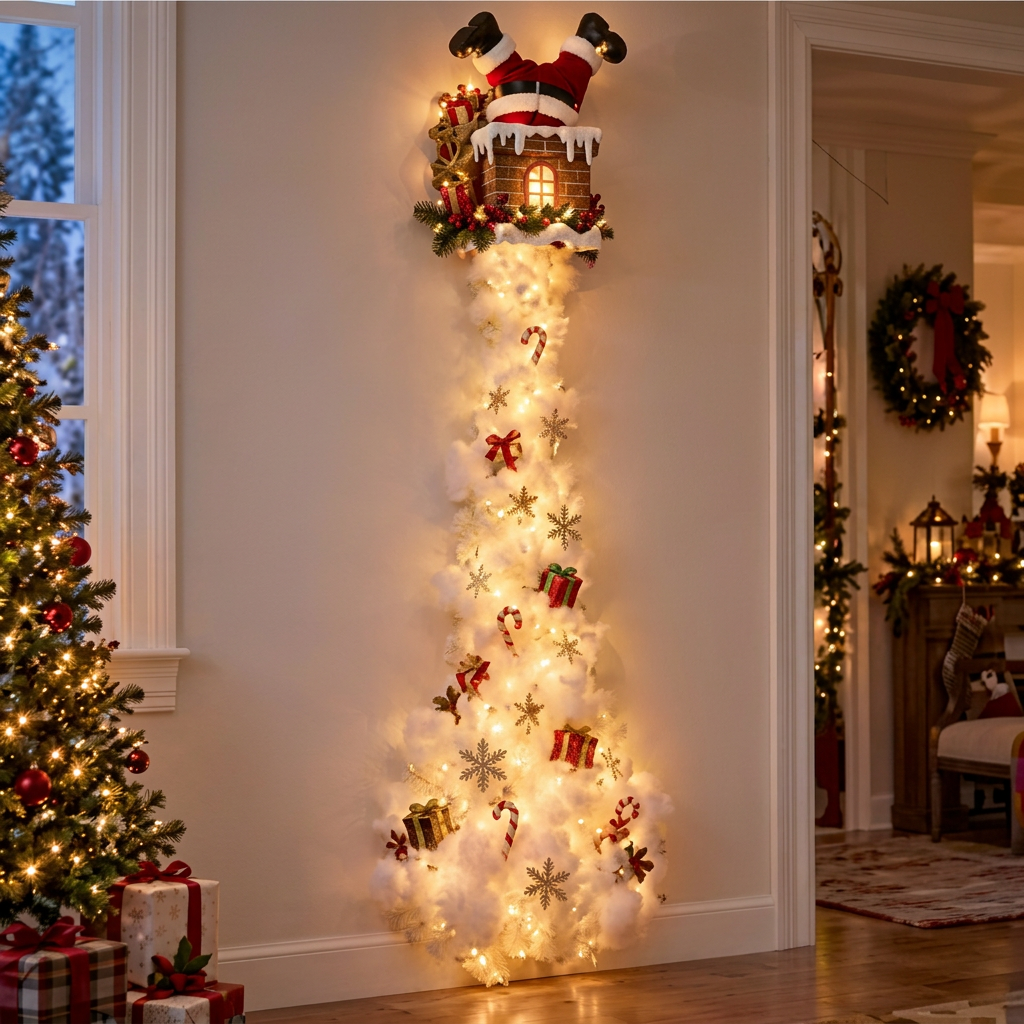 Christmas Magic Trail LED wall decoration, Style F Santa Chimney