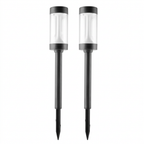 Two black solar LED lawn and pathway lights, pack of 2