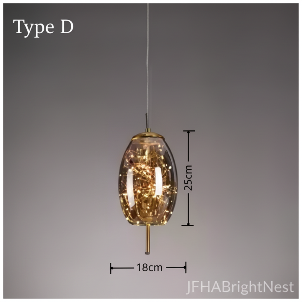 Type D oval pendant dimensions: 18cm wide, 25cm high