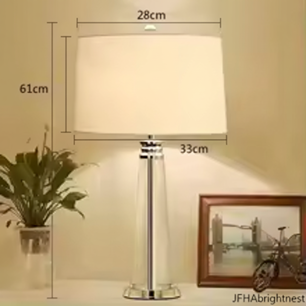 Vera crystal table lamp size guide - large, 61cm tall with a 33cm wide shade