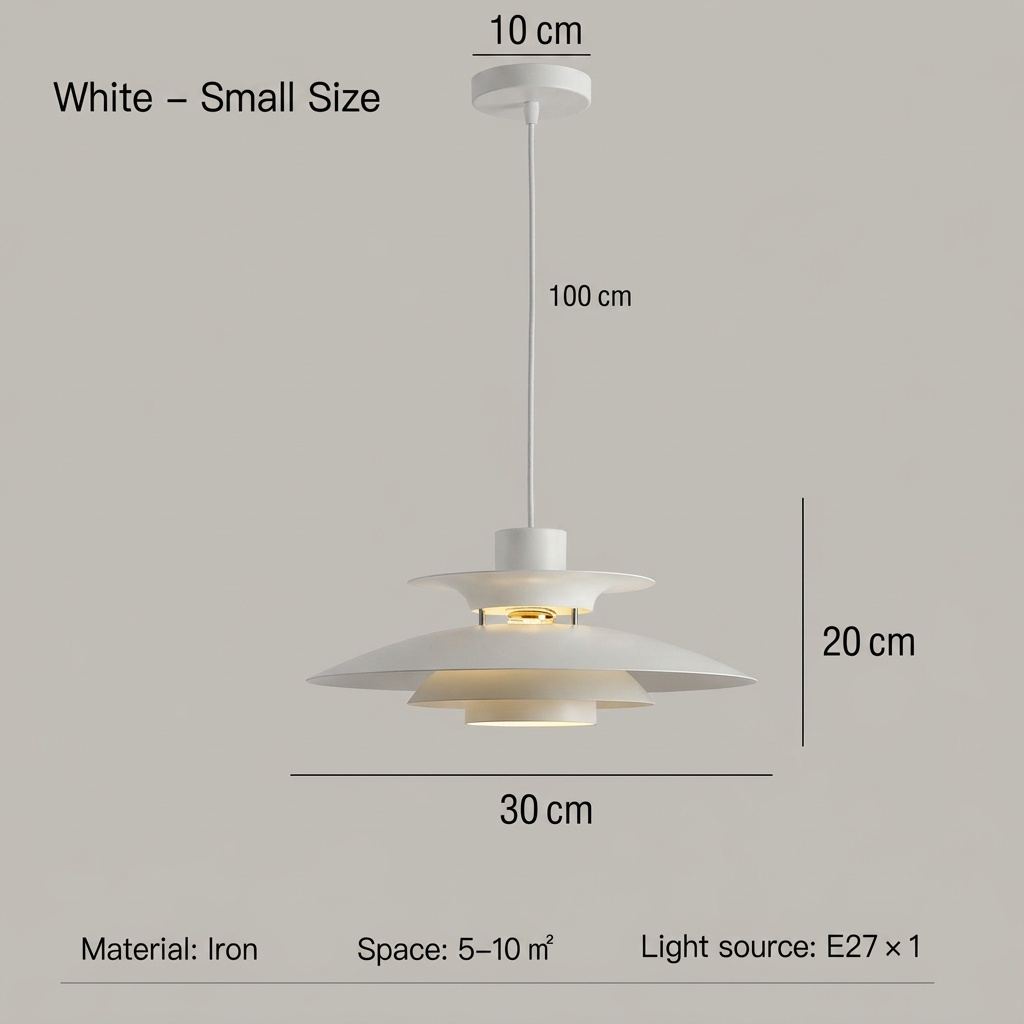 White 30 cm pendant light square dimension image