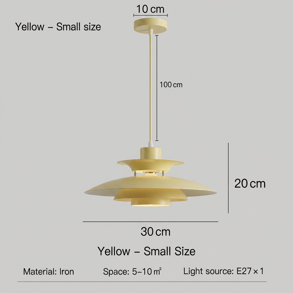 Yellow 30 cm Japanese UFO pendant light dimension image